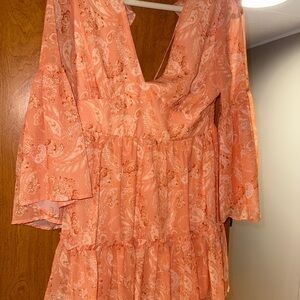 Pink Lily Coral Paisley Mini Dress